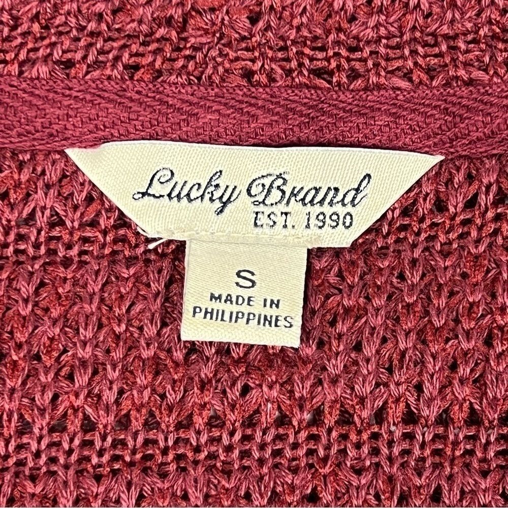 Lucky Brand Waterfall Wrap Burgundy Knit Cardigan Sweater Women’s Small - Picture 10 of 12